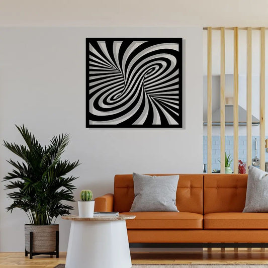 Artrooms Illusion Metal Wall Art - Wall Decoration | Wall Hanging | Black Matte Finish