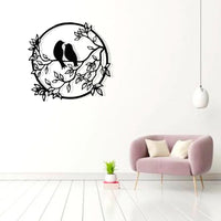 Artrooms Love Birds Metal Wall Art - Wall Decoration | Wall Hanging (24x24 inch) | Black Matte Finish