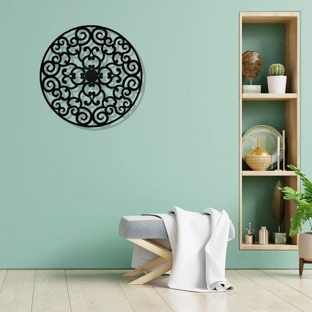 Artrooms Circle Pattern Metal Wall Art - Wall Decoration | Wall Hanging (25x25 inch) | Black Matte Finish