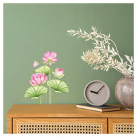 Lotus Wall Sticker – Pink Lotus Flower Vinyl Wall Decal for Living Room & Bedroom