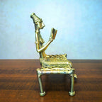 Dhokra Tribal Lady Reading Book on Cot Handmade Home Decor