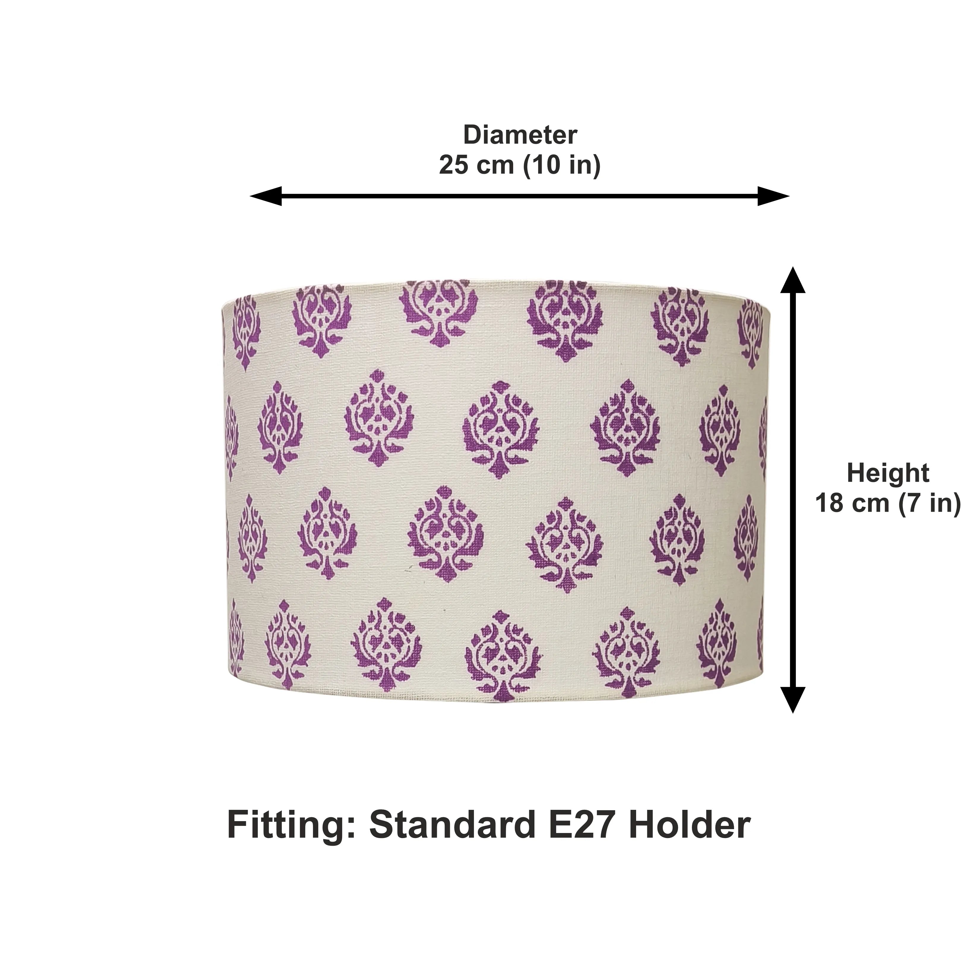 Fabric Lamp Shade – Purple Paisley Block Print Cotton