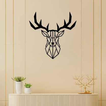 Artrooms Geometric Deer Metal Wall Art – 24x24 inch | Modern Wall Hanging for Living Room & Office