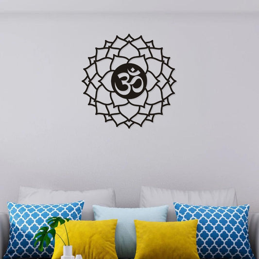 Artrooms Om Lotus Mandala Metal Wall Art for Yoga Room, Meditation Space & Spiritual Home Decor