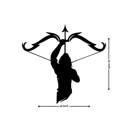 Artrooms Lord Ram Metal Wall Art - Wall Decoration|Wall Hanging (25x24 inch)|Black Matte Finish