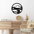 Artrooms Bear Mountains Metal Wall Art - Wall Decoration | Wall Hanging (12x12 inch) | Black Matte Finish