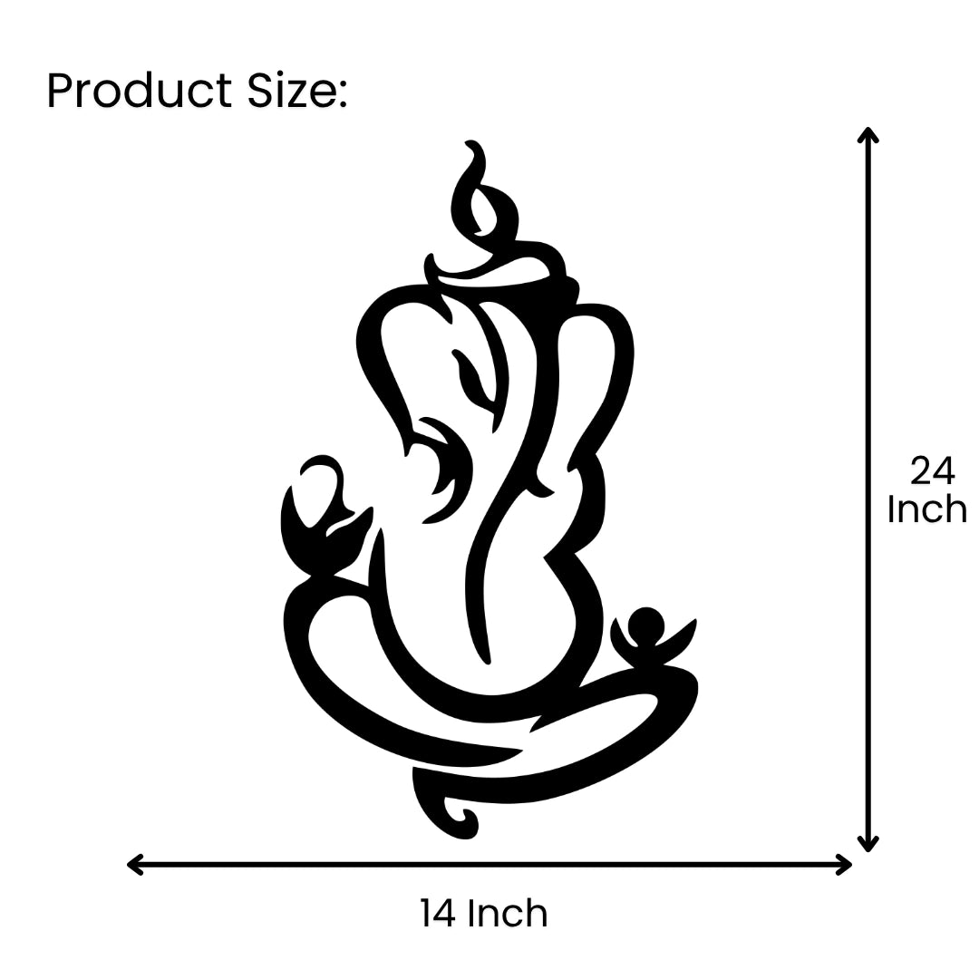Artrooms Shree Ganesha Metal Wall Art - Wall Decoration | Wall Hanging (14x24 inch) | Black Matte Finish