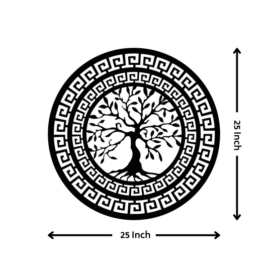 Artrooms Tree Metal Wall Art - Wall Decoration | Wall Hanging (25x25 inch) | Black Matte Finish