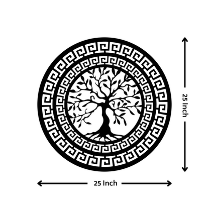 Artrooms Tree Metal Wall Art - Wall Decoration | Wall Hanging (25x25 inch) | Black Matte Finish