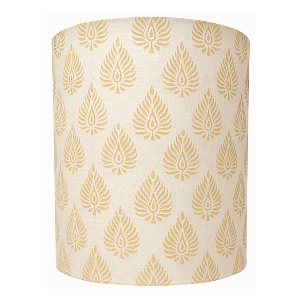Fabric Lamp Shade – Leaf Block Print Cotton