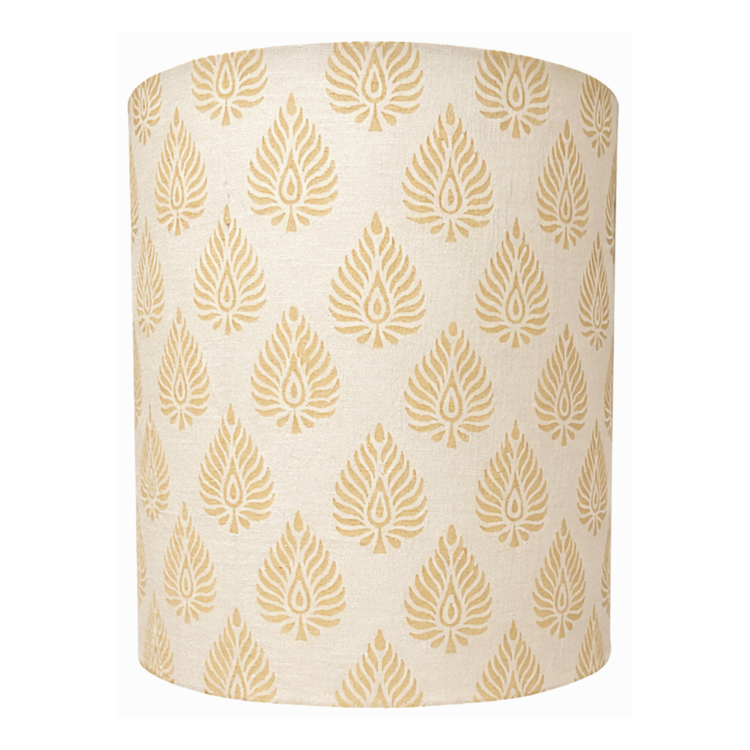 Fabric Lamp Shade – Leaf Block Print Cotton