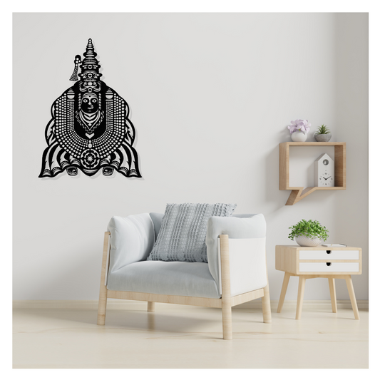 Artrooms Tulja Bhavani Metal Wall Art - Wall Decoration | Wall Hanging (19x25 inch) | Black Matte Finish