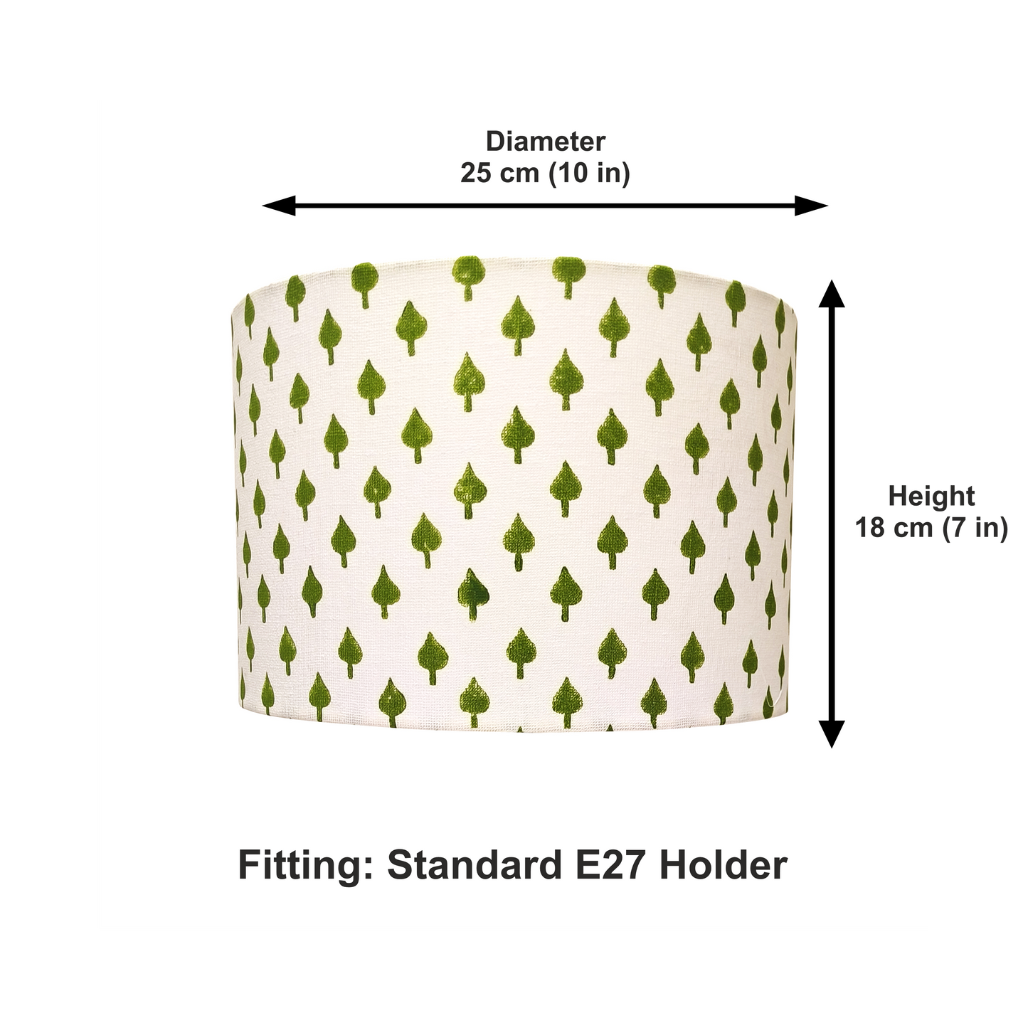 Fabric Lamp Shade – Green Leaf Block Print Cotton