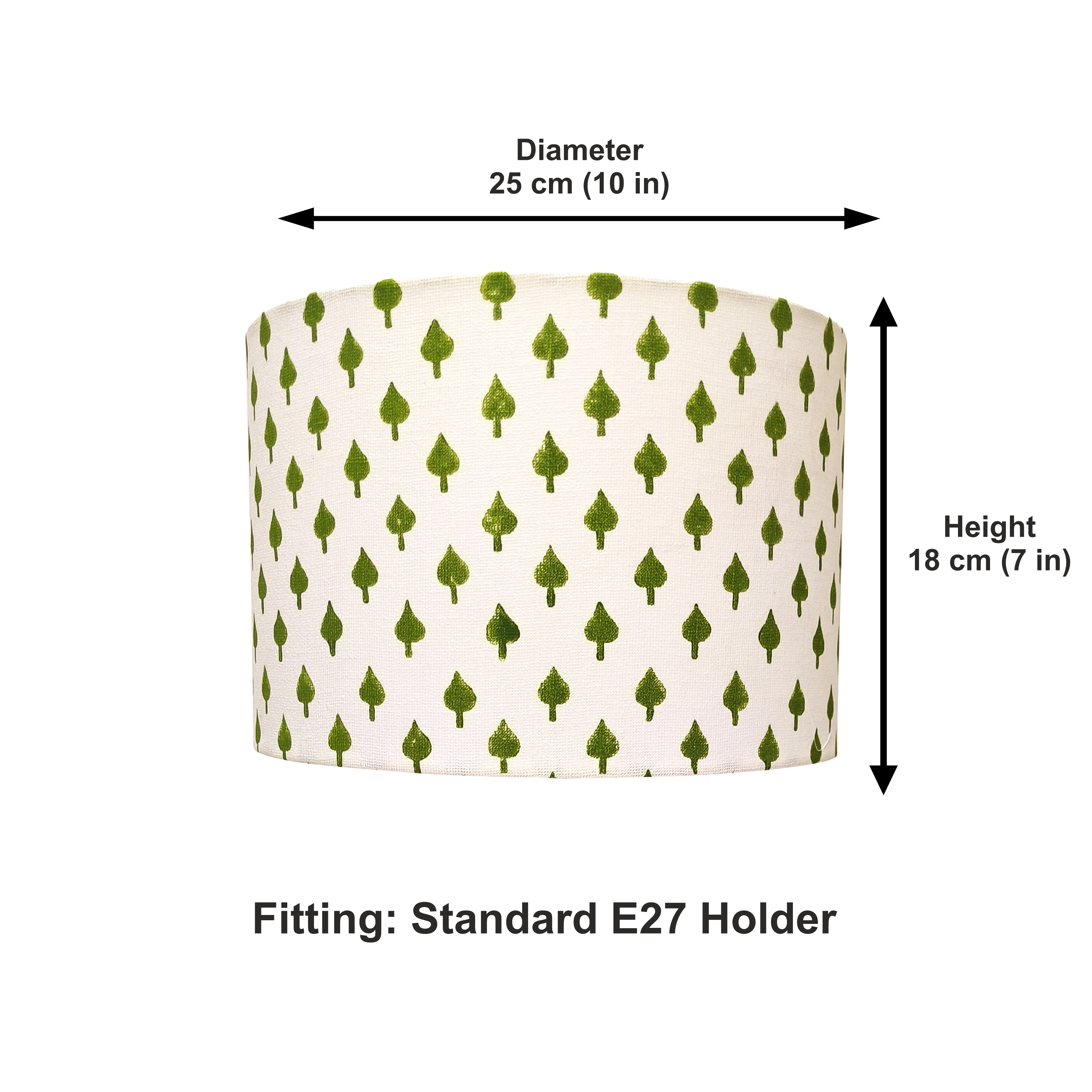 Fabric Lamp Shade – Green Leaf Block Print Cotton