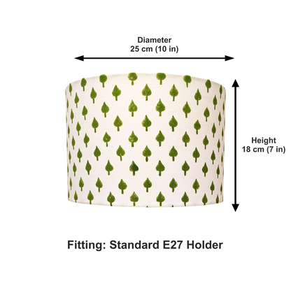 Fabric Lamp Shade – Green Leaf Block Print Cotton