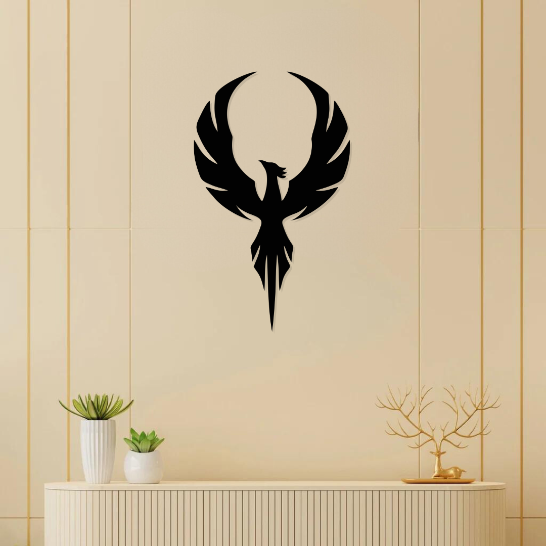 Phoenix Bird Metal Wall Art –  15x24 inch | Inspirational Wall Hanging for Home & Office Décor