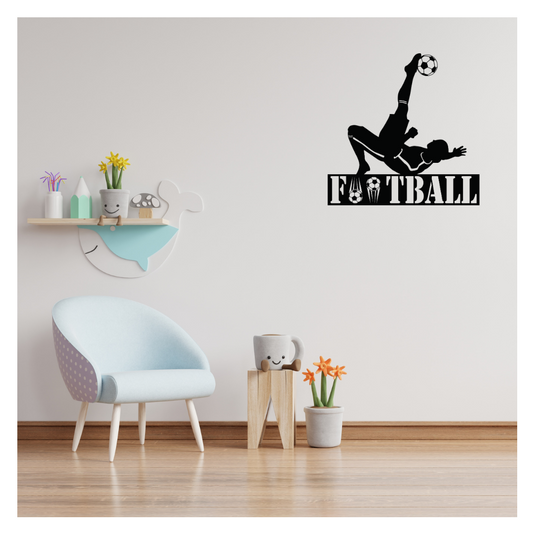 Artrooms Football Metal Wall Art - Wall Decoration | Wall Hanging (25x25 inch) | Black Matte Finish