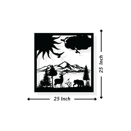 Artrooms Nature Metal Wall Art - Wall Decoration | Wall Hanging (25x25 inch) | Black Matte Finish