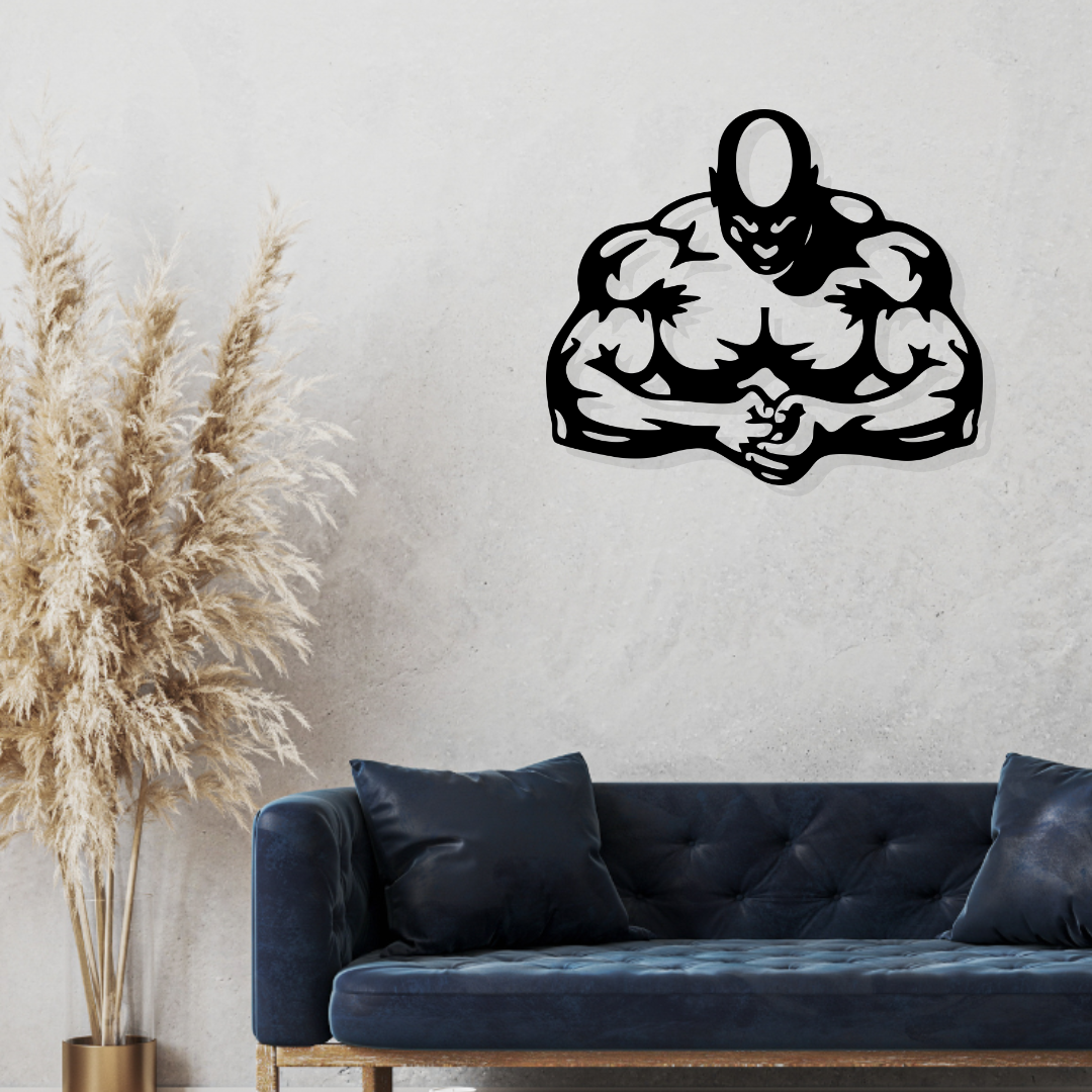 Artrooms GYM Bodybuilder Metal Wall Art - Wall Decoration | Wall Hanging (25x22 inch) | Black Matte Finish