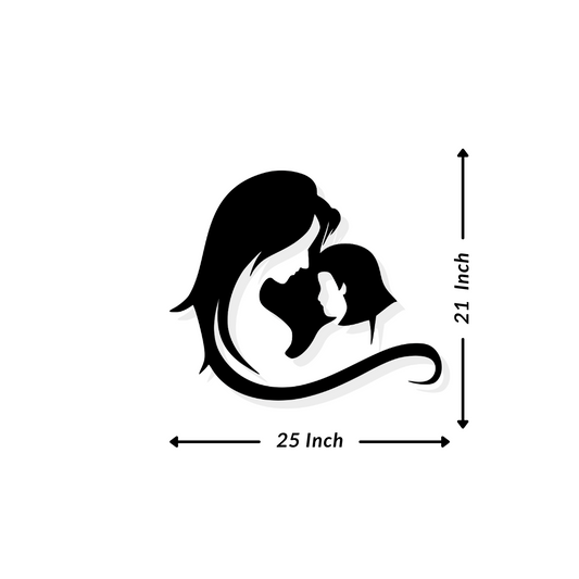 Artrooms Mother and Daughter Metal Wall Art - Wall Decoration | Wall Hanging (25x21 inch) | Black Matte Finish
