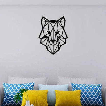 Artrooms Wolf Face Metal Wall Art - Wall Decoration | Wall Hanging (18x25 inch) | Black Matte Finish