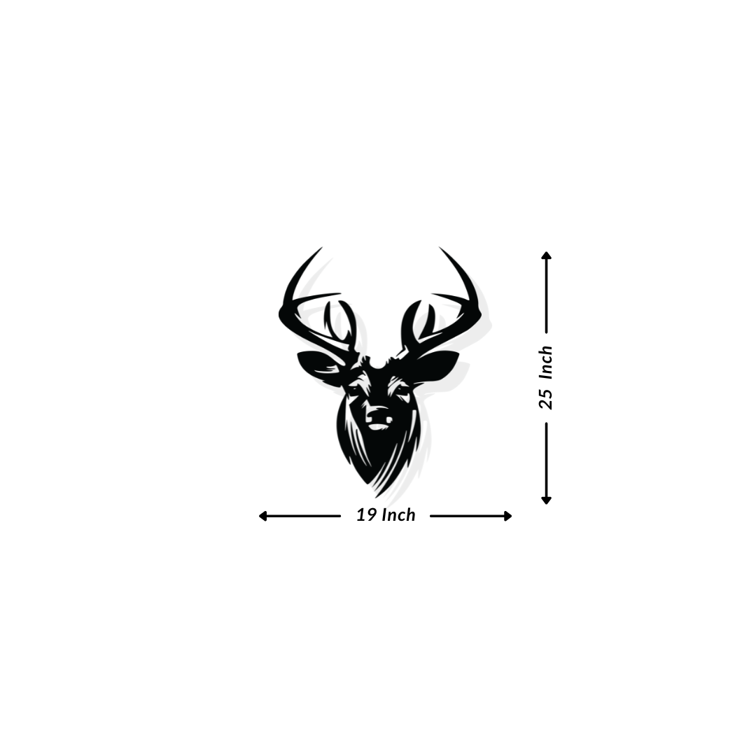 Artrooms Deer Metal Wall Art - Wall Decoration | Wall Hanging (19x25 inch) | Black Matte Finish