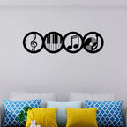 Artrooms Music Theme Metal Wall Art – 24x6 inch | Musical Notes & Instruments Wall Decor for Living Room, Studio, or Cafe