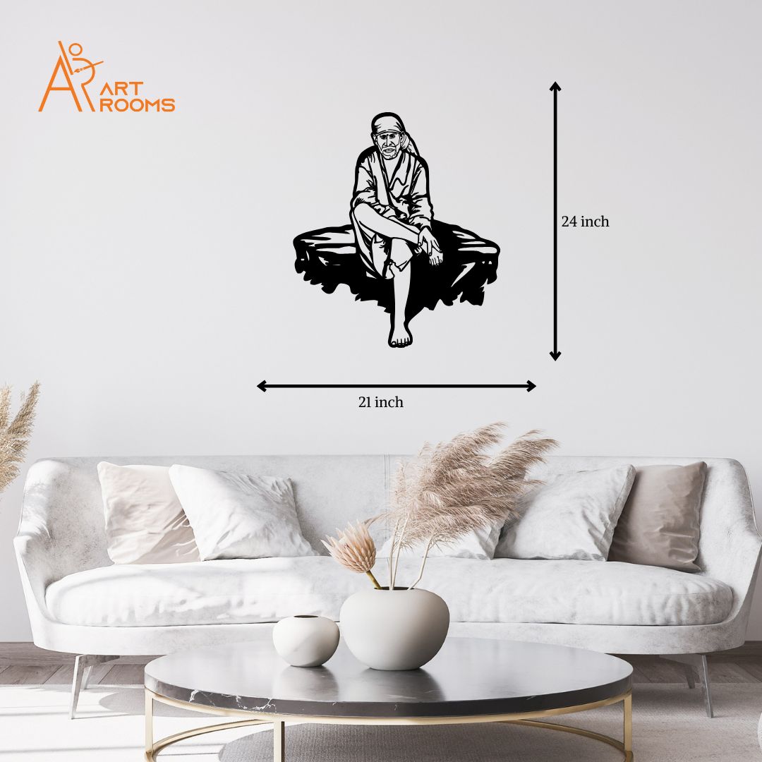 Sai Baba Metal Wall Art With Light size 21x24 Inch