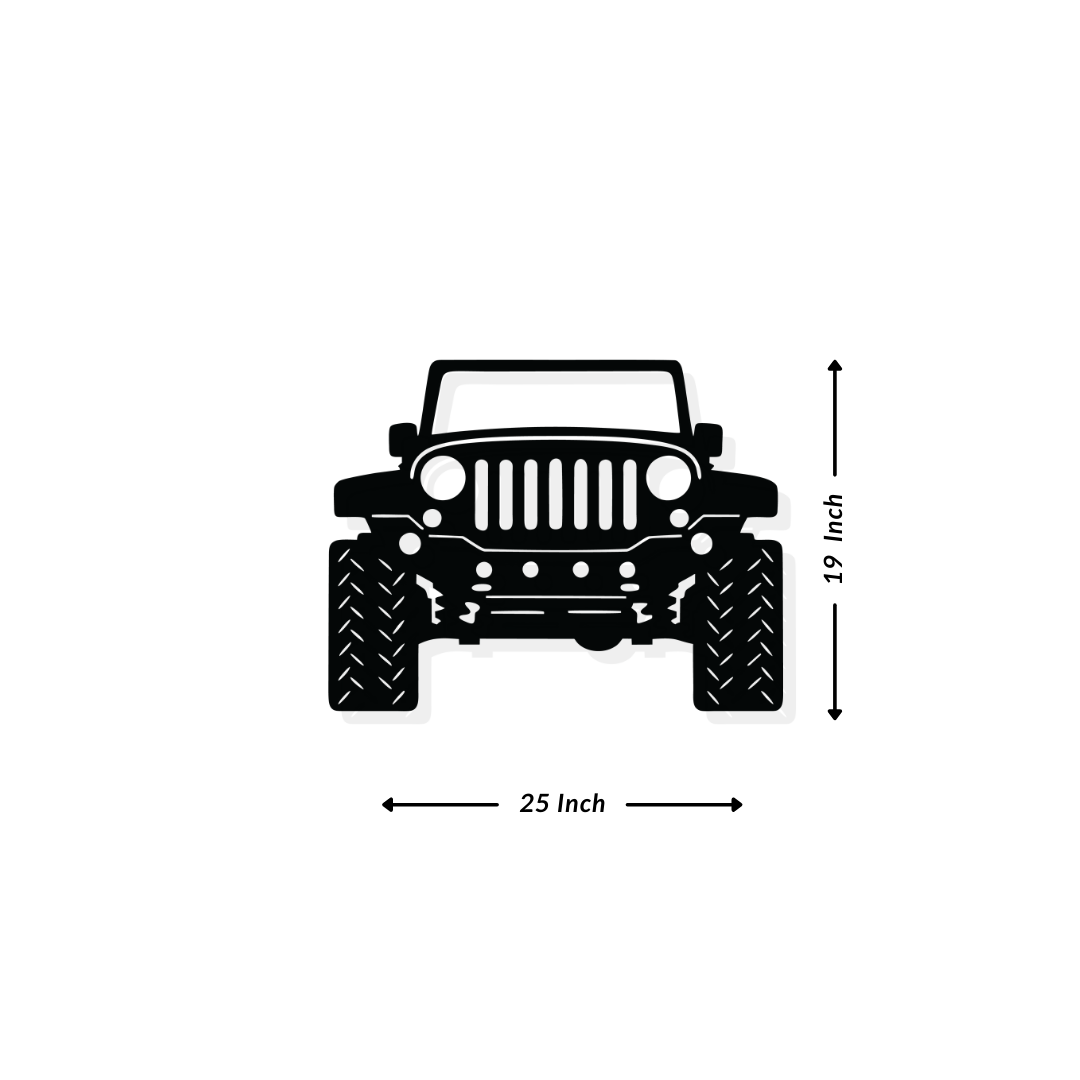 Artrooms Jeep Metal Wall Art - Wall Decoration | Wall Hanging (25x19 inch) | Black Matte Finish