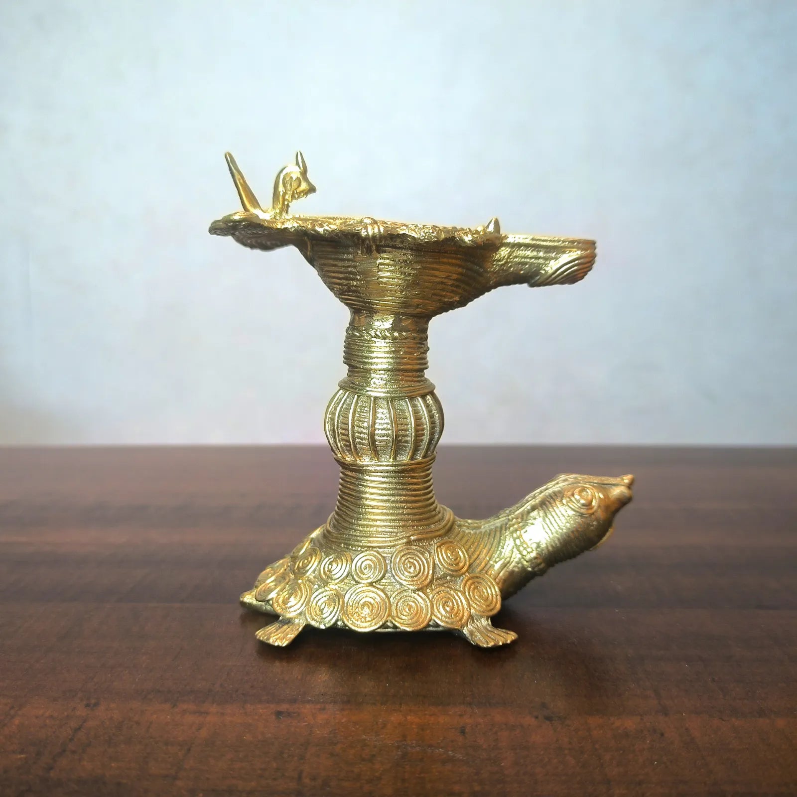 Dhokra Craft Turtle Diya Decor