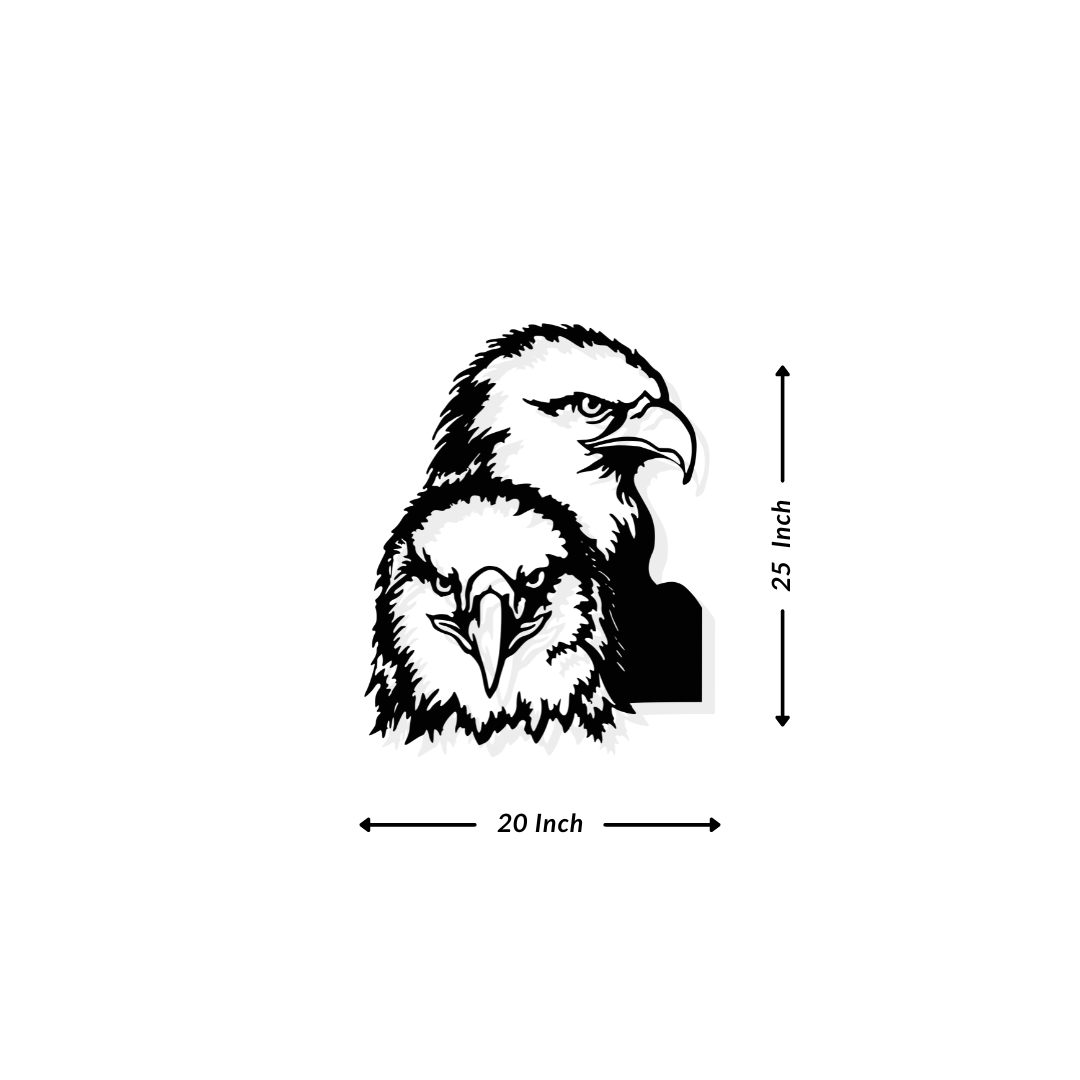 Artrooms Eagles Metal Wall Art - Wall Decoration | Wall Hanging (20x25 inch) | Black Matte Finish