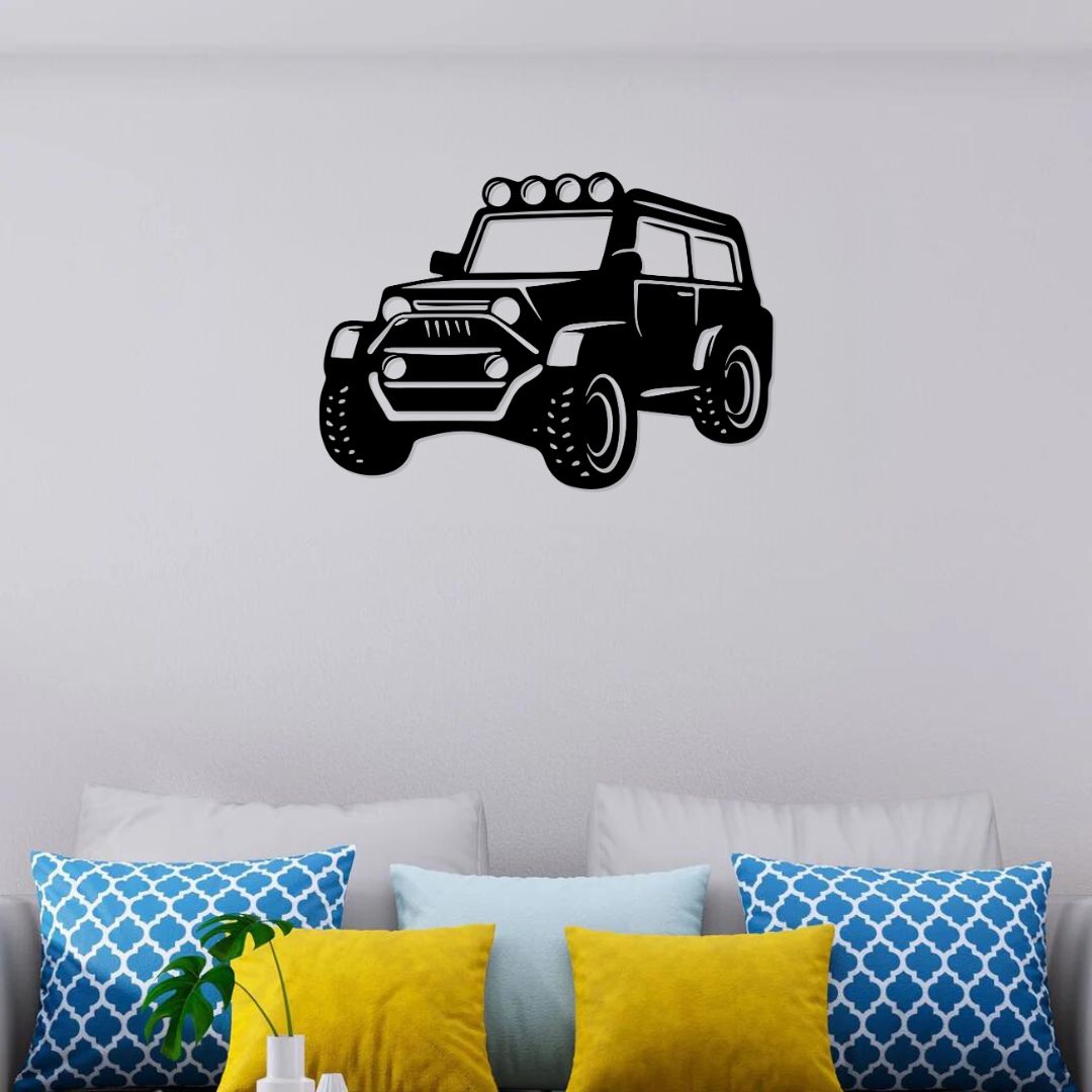 Artrooms Jeep Metal Wall Art 24x17 Inches | Adventure Off-Road Car Wall Decor for Living Room, Boys Room & Garage