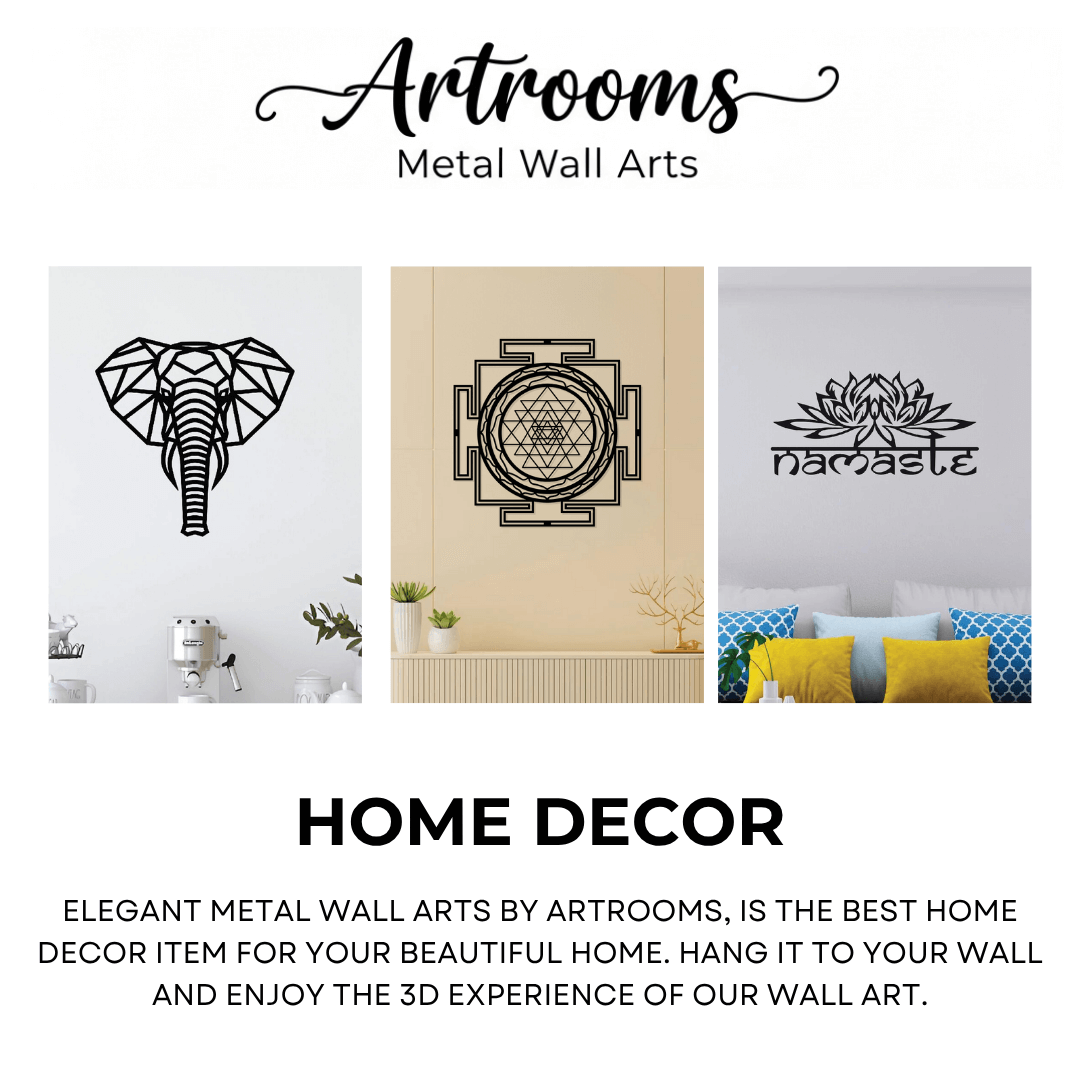 Minimalist Ganesh Metal Wall Art – Abstract Ganesha Wall Hanging | Modern Hindu Home Decor for Home, Temple, Living Room & Office