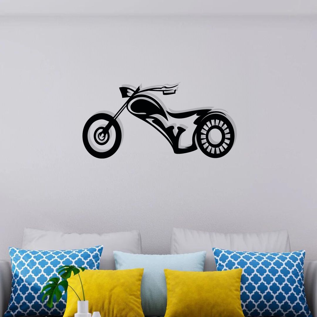 Artrooms Bike Metal Wall Art - Wall Decoration | Wall Hanging (25x12 inch) | Black Matte Finish