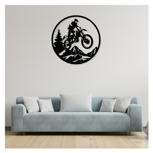 Artrooms  Bike Rider Metal Wall Art - Wall Decoration | Wall Hanging (25x25 inch) | Black Matte Finish