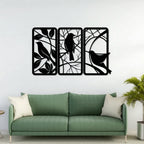 Birds on Branch 3 Panel Metal Wall Art