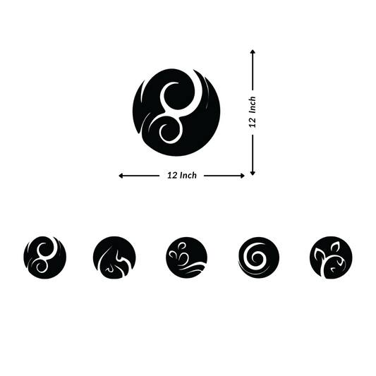 Artrooms Five Elements Metal Wall Art - Wall Decoration | Wall Hanging (60x12 inch) | Black Matte Finish