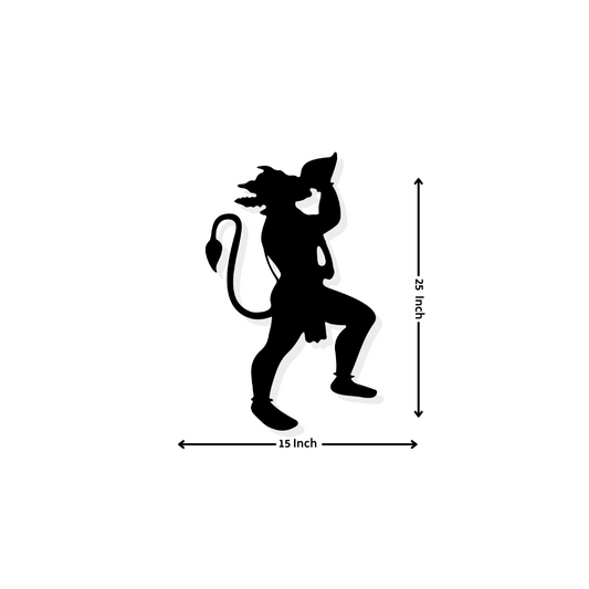 Artrooms Hanuman Metal Wall Art - Wall Decoration|Wall Hanging (15x25 inch)|Black Matte Finish