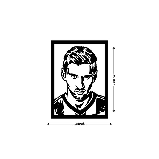 Artrooms Lionel Messi Metal Wall Art - Wall Decoration|Wall Hanging (18x25 inch)|Black Matte Finish