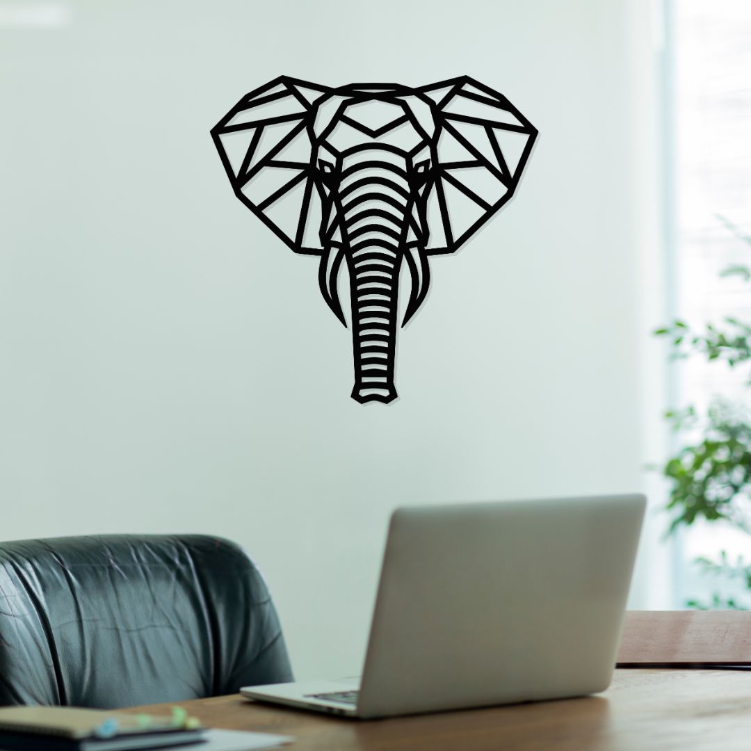 Artrooms Geometric Elephant Metal Wall Art – Modern Wall Hanging for Living Room & Office Décor