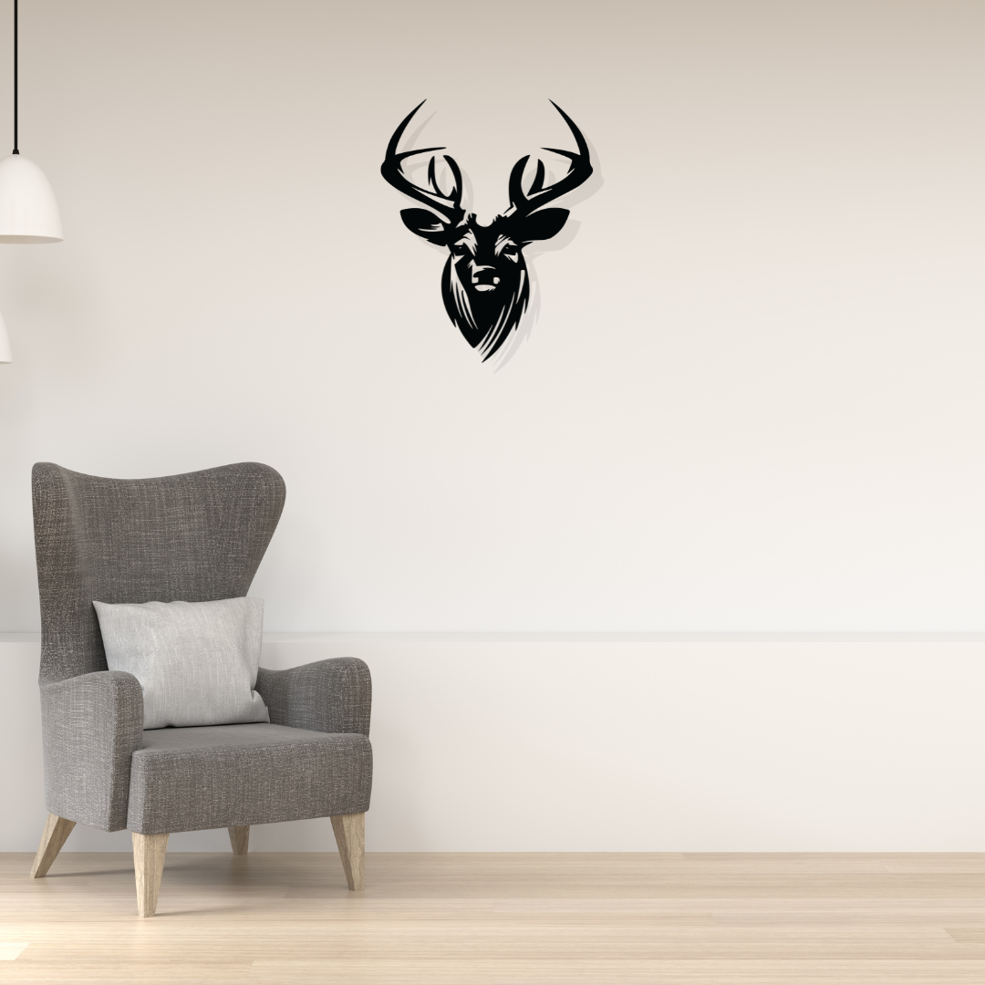 Artrooms Deer Metal Wall Art - Wall Decoration | Wall Hanging (19x25 inch) | Black Matte Finish