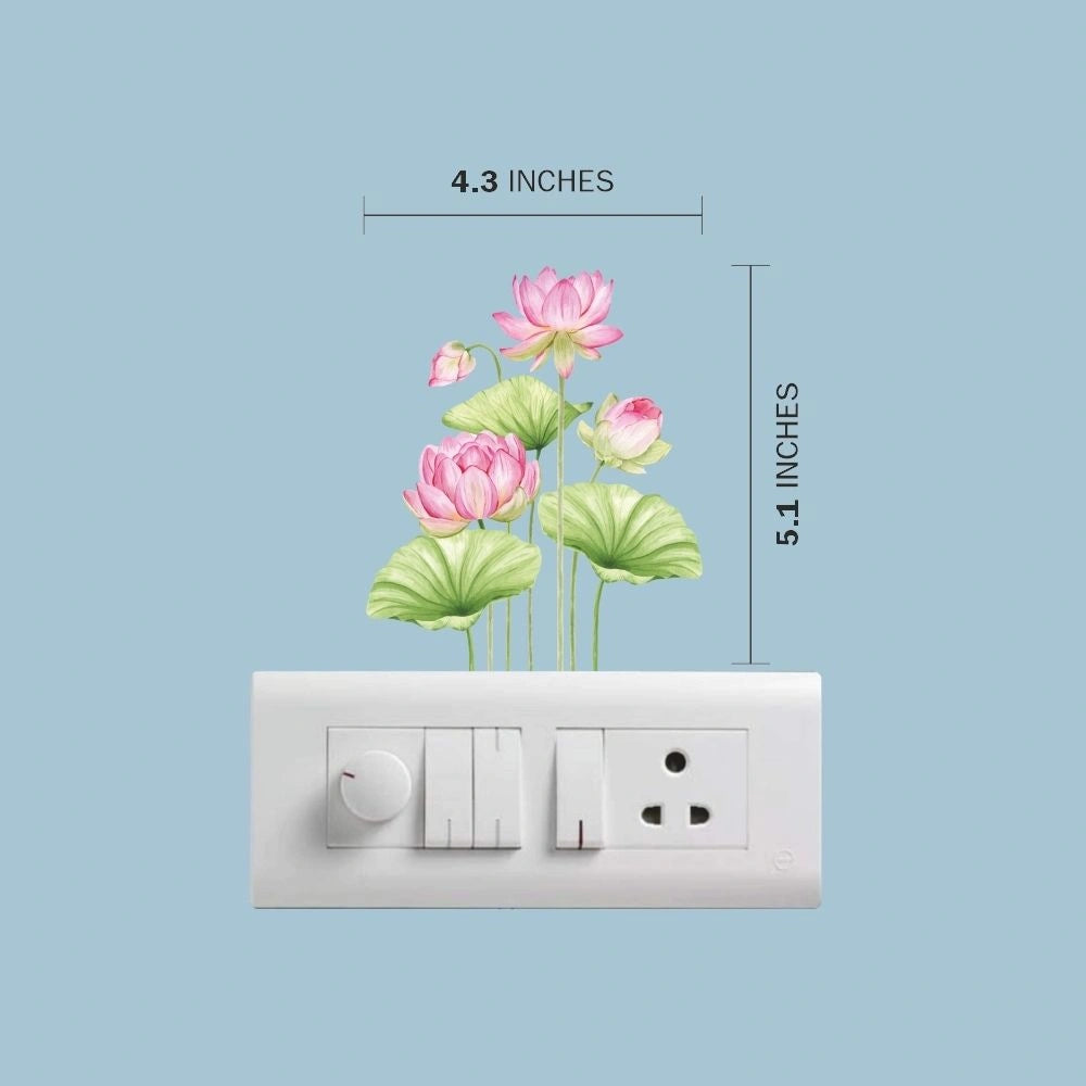 Lotus Wall Sticker – Pink Lotus Flower Vinyl Wall Decal for Living Room & Bedroom