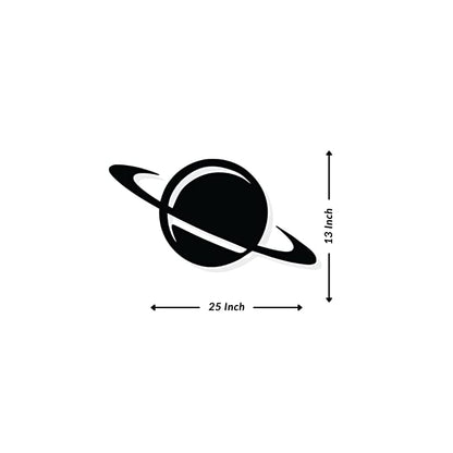 Artrooms Saturn Metal Wall Art - Wall Decoration | Wall Hanging (25x13 inch) | Black Matte Finish