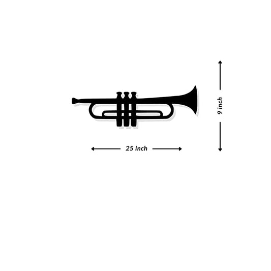 Artrooms Trumpet Metal Wall Art - Wall Decoration | Wall Hanging (25x9 inch) | Black Matte Finish