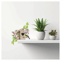 Bird Wall Sticker – Birdhouse Vinyl Wall Decal with Flowers for Bedroom & Living Room