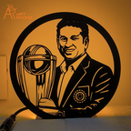Sachin Tendulkar LED table lamp featuring iconic cricket trophy design, perfect for desk or shelf decor.