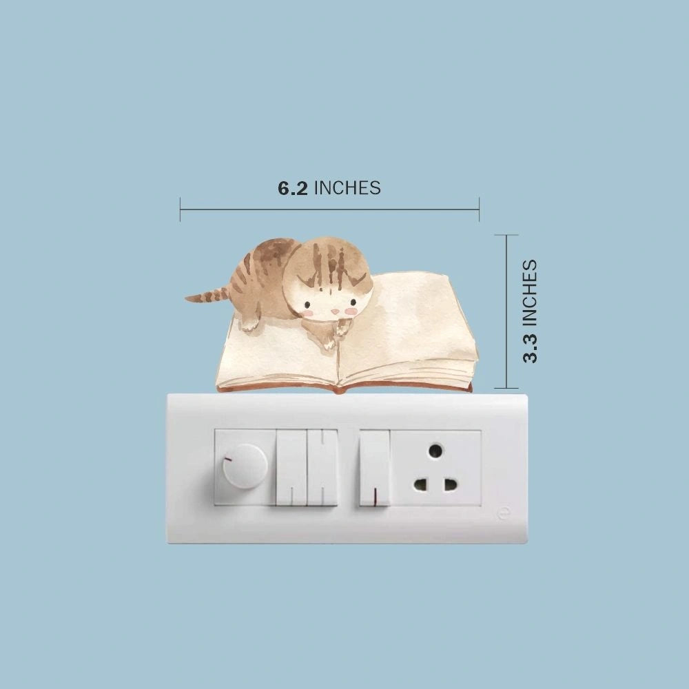 Cat Wall Sticker – Cute Cartoon Cat Vinyl Wall Decal for Bedroom