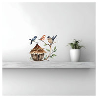 Bird Wall Sticker – 3 Birds & Birdhouse Vinyl Wall Decal for Bedroom