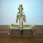 Dhokra Tribal Lady Reading Book on Cot Handmade Home Decor