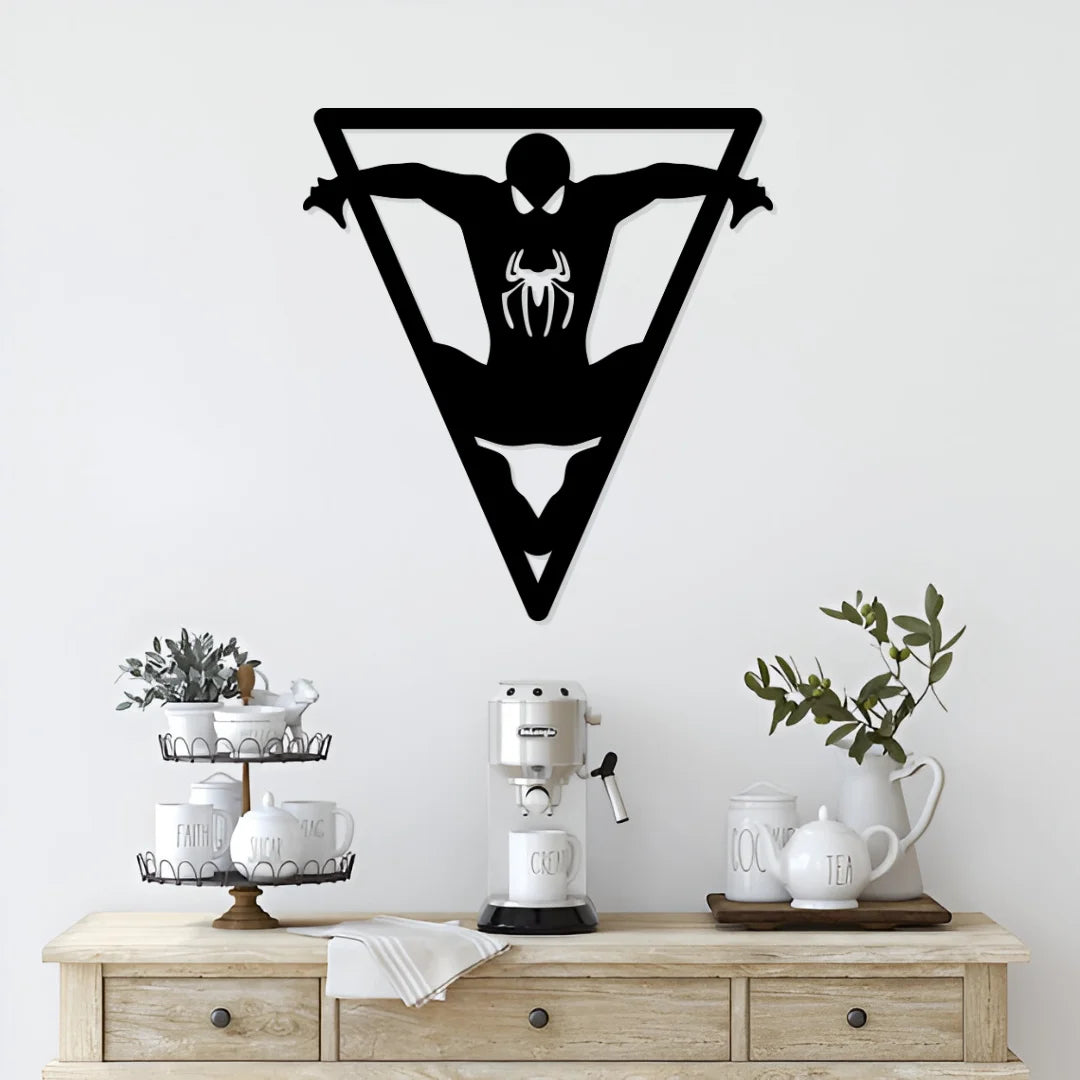 Artrooms Spiderman Metal Wall Art - Wall Decoration | Wall Hanging (22x24 inch) | Black Matte Finish